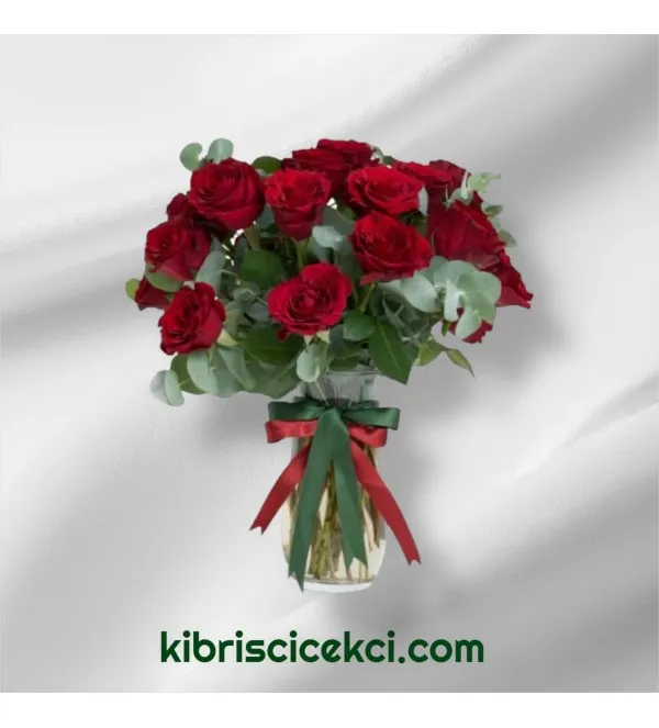 Vazoda 17 Kırmızı Gül